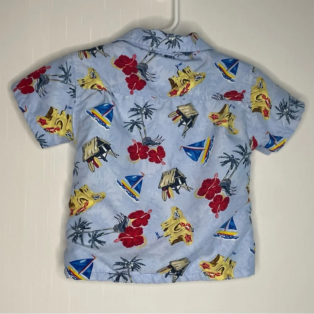 Op Sport 2 Piece Hawaiian Print Swim Terry Lined Top with Trunks 12M Y2K ✔️Flaw